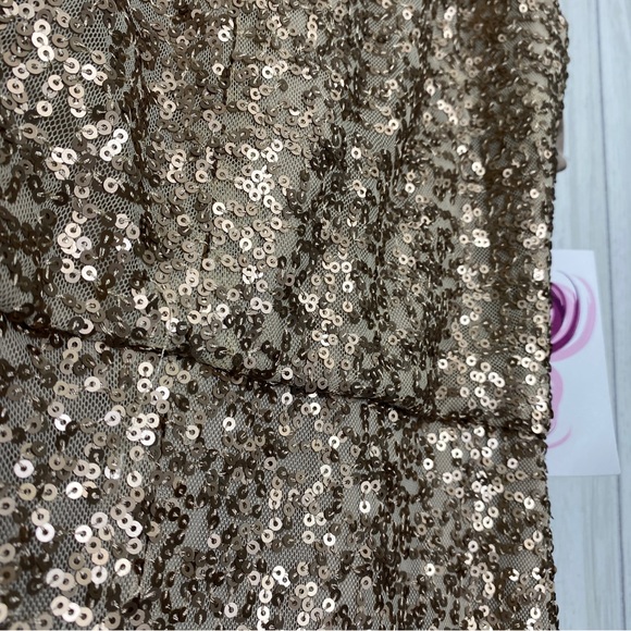 NEW Amsale Samantha Spaghetti Strap V Neck Sequin Gown BHLDN size 6 NWT - Picture 11 of 13